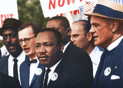 The image of Martin Luther King Jr. Is the cover of the American History curriculum platform of Globalyceum